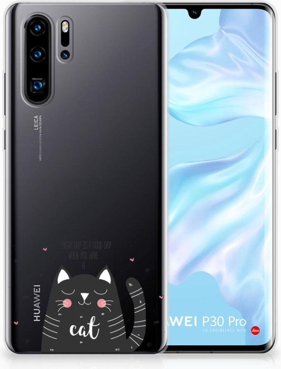 Huawei P30 Pro Telefoonhoesje met Naam Cat Good Day