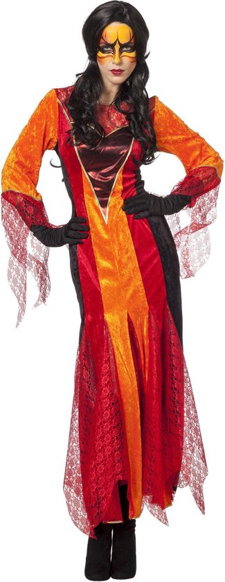 Wilbers & Wilbers -Angelica De Priesteres Fire - Vrouw - rood - Maat 38 - Halloween - Verkleedkleding