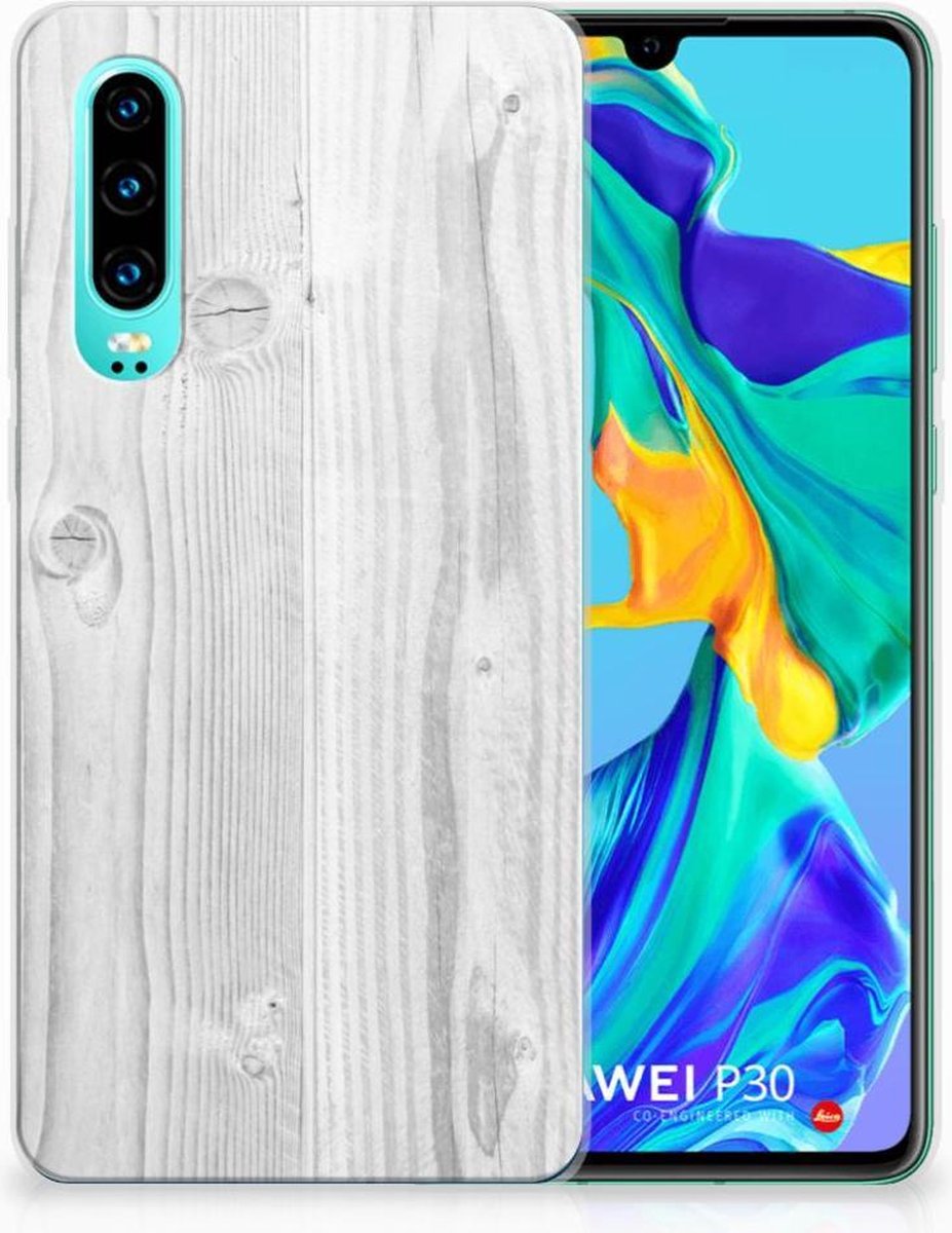 Huawei P30 Bumper Hoesje White Wood