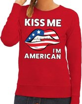 Kiss me I am American sweater rood dames 2XL