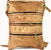 Doenya Leren Tas 'Zipper' (camel) leer, boho stijl