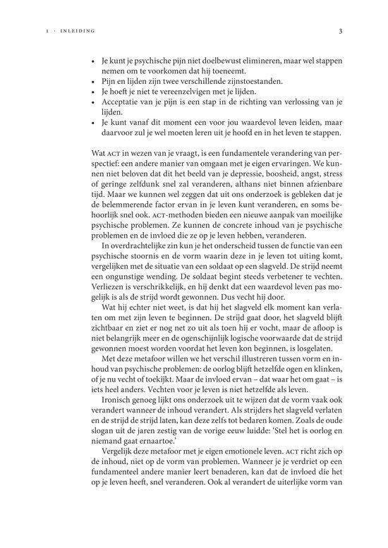 Pagina uit een boek met tekst over ACT en metaforen.