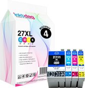 Inktdag inktcartridges voor Epson 27XL, multipack van 4 kleuren (1*BK, C, M en Y) voor Epson Workforce WF3620WF, WF3620DWF, WF3640DTWF, WF7110DTW, WF7210DTW, WF7610DWF, WF7615DWF, WF7620DTWF,