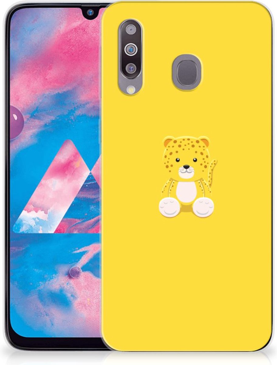 Samsung Galaxy M30 Telefoonhoesje met Naam Baby Leopard