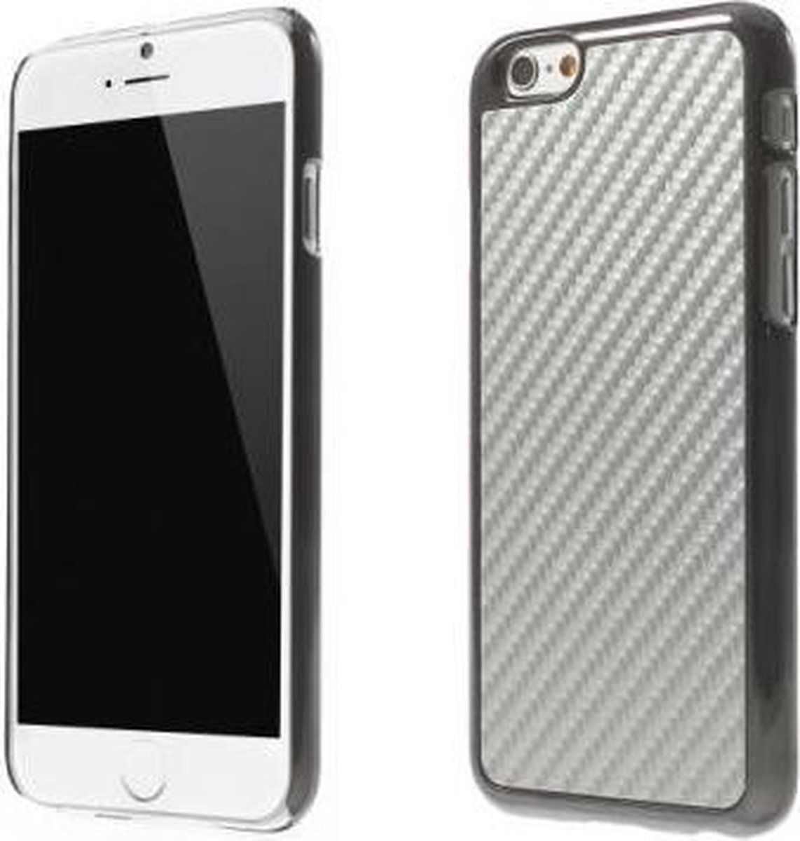 MW Hard Case met PU Lederen Coating Plated Carbon Fibre Zilver voor Apple iPhone 6/6S