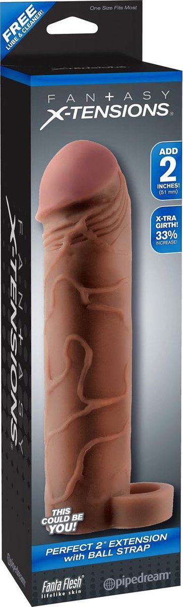 Pipedream Fantasy X-Tensions sleeve Perfect Extention - With Ball Strap bruin