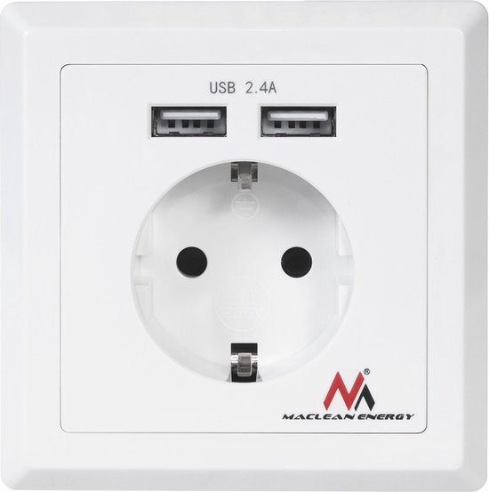 Maclean - Stopcontact 2x USB-oplaadpoort 2.4A Schuko-contactdoos | | bol.com