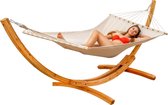 Bol.com Tot 150kg: XL Hangmat met Houten Frame - 325cm Hangmatstandaard met Tuin Hammock voor 2 Personen aanbieding