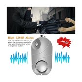 Persoonlijke Alarm- Zelfverdediging - Noodalarm - Beveiligingsalarm - LED Lamp - Sleutelhanger Zilver