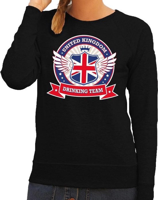 Kindercentrum eerste Praten Zwart United Kingdom drinking team sweater / sweater zwart dames - Engeland  kleding XS | bol.com