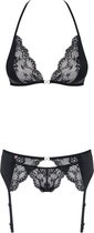 Obsessive 3-delig Bh-setje - Erotische Lingerieset - Maat L/XL - Zwart