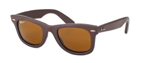 Ray-Ban Wayfarer Leather RB2140 1153/N6 - Zonnebril - Bruin Leer - 50 mm -  Polarized | bol.com