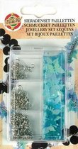 Sieradenset-pailletten vlinder blauw 4 vak 8X5 CM / 3 STUKS