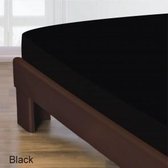 Homee Hoeslaken Katoen zwart 90x220 +30 cm eenpersoons bed - gladde 100% Katoen - Perfecte pasvorm