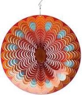 Spin Art windspinner mandala zon RVS - Ø 30 cm - rood/oranje