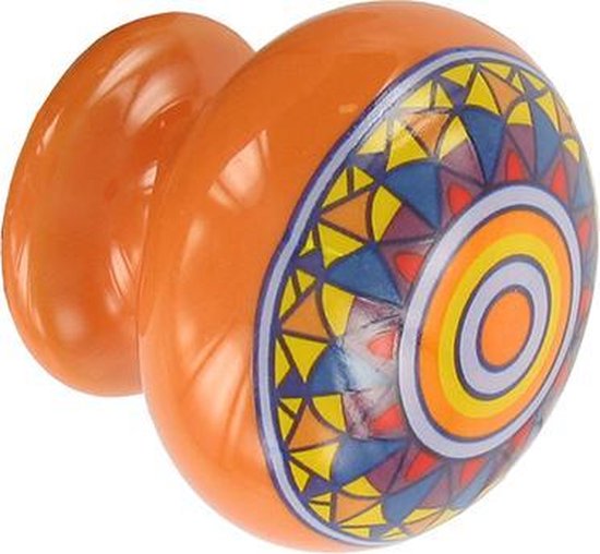 AVENUE Bouton de meuble Porcelaine ronde peinte Orange Ø 38mm | ORANGE