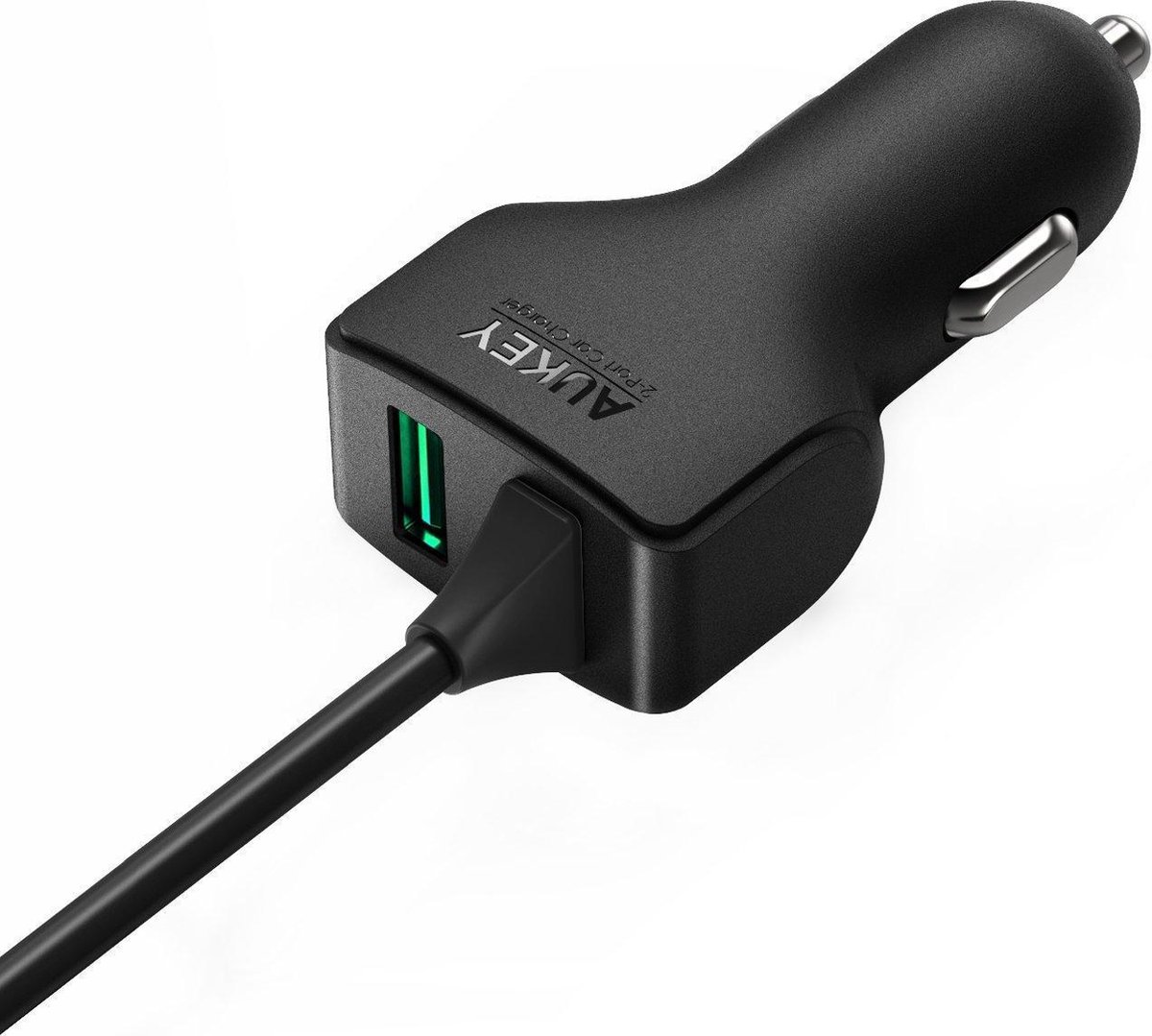 AUKEY CC-Y4 USB C Autolader 27 W Dual Ports Autolader voor Samsung Galaxy S8 / S8 + / Note 8, Nexus 5X / 6, LG G5 / G6, Google Pixel, iPhone X / 8 Plus