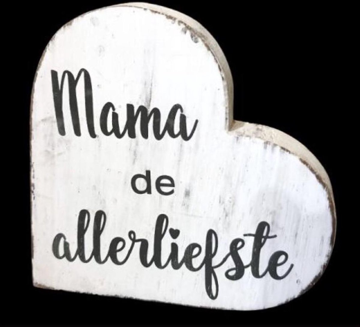 Teksthart 15cm mama allerliefste antique white