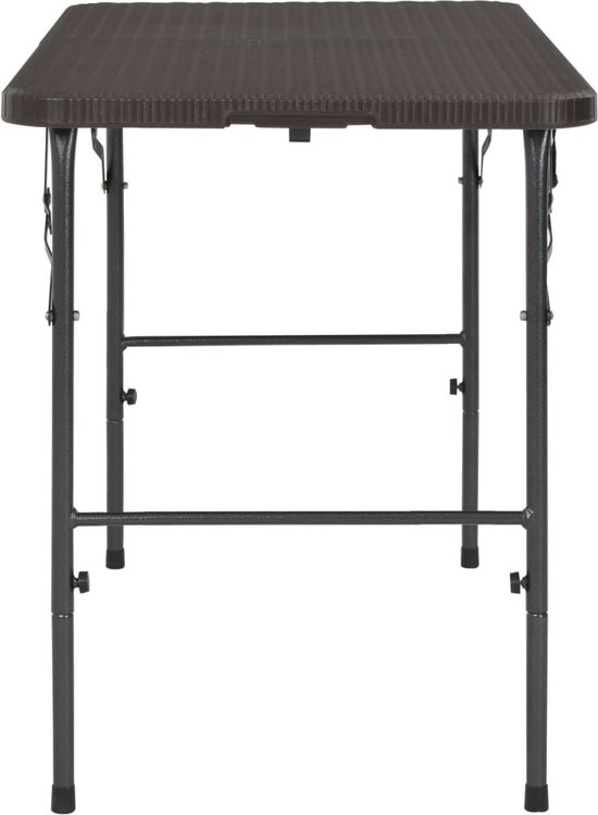 Havnyt Table de terrasse Pliante en rotin Noir résistant aux intempéries avec Cadre en métal Pliable Hauteur 74 cm Square Noir 