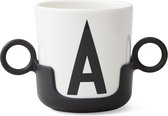 Design letters houder voor melamine drinkbeker - Zwart