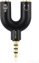 Ninzer Geluid en Microfoon Splitter 3 Pin 3.5mm Audio | Zwart