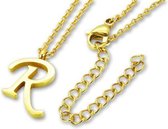 Amanto Ketting Letter R Gold - 316L Staal PVD - Alfabet - 16x11mm - 50cm