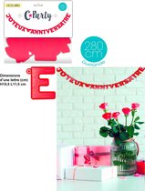 SUD TRADING - Rode Joyeux Anniversaire verjaardagsslinger - Decoratie > Slingers en hangdecoraties