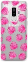 Samsung Galaxy S9 Plus hoesje TPU Soft Case - Back Cover - Pink leaves / Roze bladeren