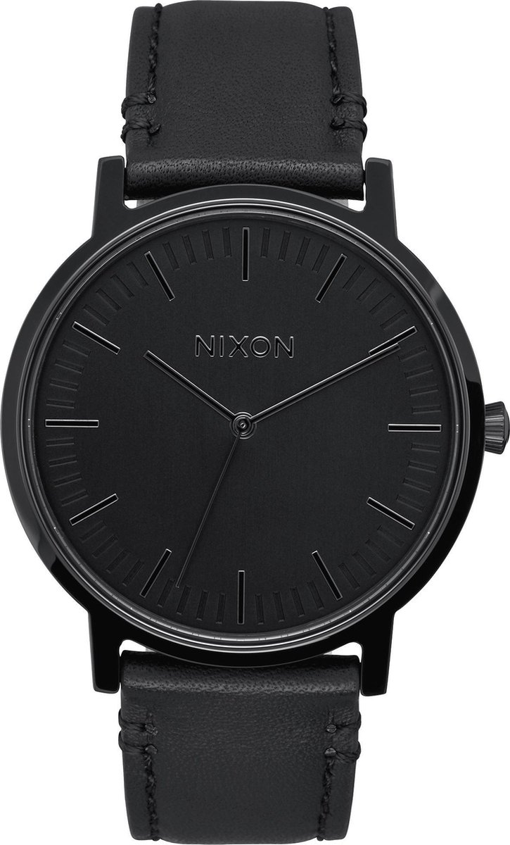 Nixon Porter A1058001 - Horloge - Leer - Zwart - 40mm