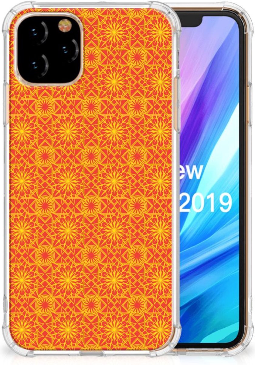 Apple iPhone 11 Pro Doorzichtige Silicone Hoesje Batik Oranje