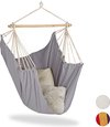 foto van relaxdays hangstoel - modern - katoen - 150 kg - hangmatstoel - binnen en buiten grijs
