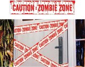 Halloween - Caution Zombie Zone afzetlint/markeerlint 6 meter - Markeerlinten - Halloween/horror themafeest accessoires