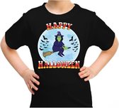 Halloween Happy Halloween heks verkleed t-shirt zwart voor kinderen - horror heks shirt / kleding / kostuum 134/140