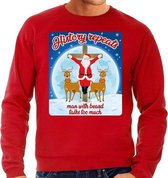 Foute Kersttrui / sweater - History repeats man with beard talks too much  - rood voor heren - kerstkleding / kerst outfit S (48)