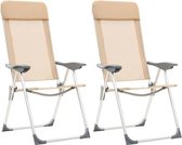 Inklapbare campingstoelen (INCL reisetui)Creme Beige 2 STUKS - Campingstoelen opvouwbaar Hoge rugleuning - Strandstoelen