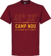 Barcelona Camp Nou Coördinaten T-Shirt - Rood - XL