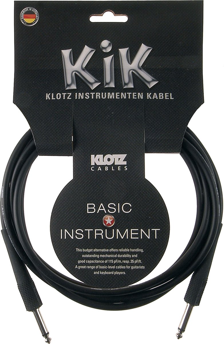 Klotz Instrumentenkabel 6m zwart KIK, KIK6,0PP SW - Instrumentenkabel