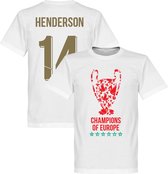 Liverpool Trophy Henderson 14 Champions of Europe 2019 T-Shirt - Wit - XXL