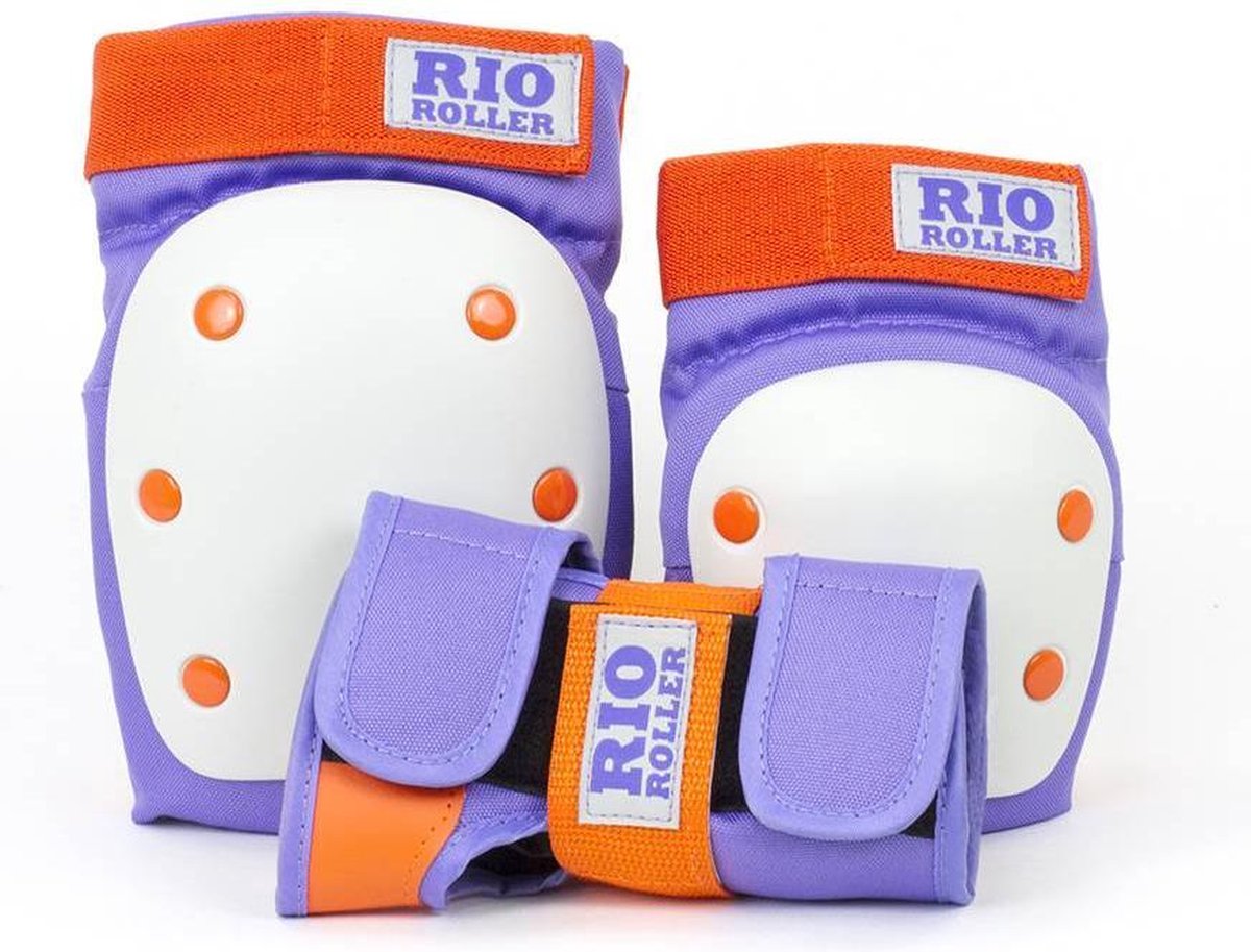 Rio Roller Triple Pad Set - Paars/Oranje | Duurzame Bescherming voor Knieën, Ellebogen en Polsen | Unisex | Large