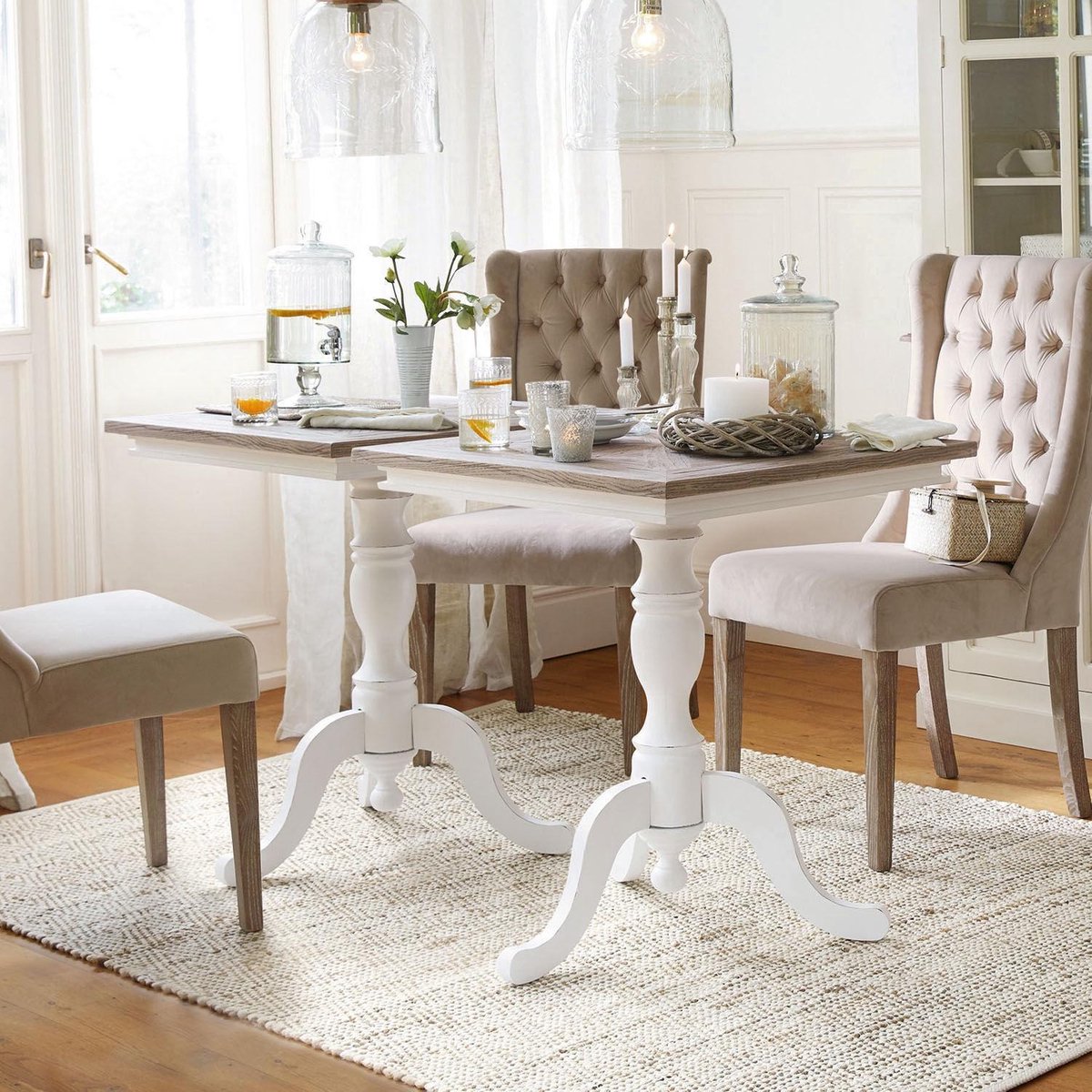 Loberon Tafel Kingston wit/bruin