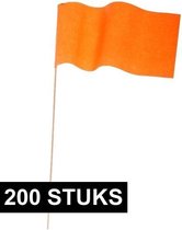 200x Oranje papieren zwaaivlaggetje - Holland supporter/Koningsdag feestartikelen