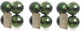 12x Donkergroene kunststof kerstballen 10 cm - Mat/glans - Onbreekbare plastic kerstballen - Kerstboomversiering donkergroen
