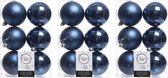 18x Donkerblauwe kunststof kerstballen 8 cm - Mat/glans - Onbreekbare plastic kerstballen - Kerstboomversiering donkerblauw