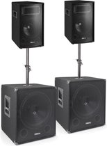 1700W Subwoofer set "Super Bass 1700" 2 Luidsprekers, 2 Subwoofers