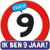 Huldeschild HOERA 9 JAAR 50x50 cm