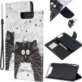 Samsung Galaxy A80 - Flip hoes, cover, case - TPU - Zwart met witte kat