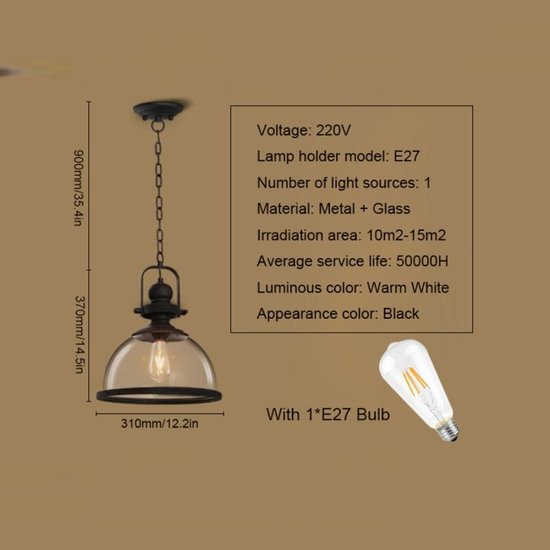 bol.com | YWXLight LED Retro-moderne hangende Lamp transparant glas hanger  licht met E27 lamp...
