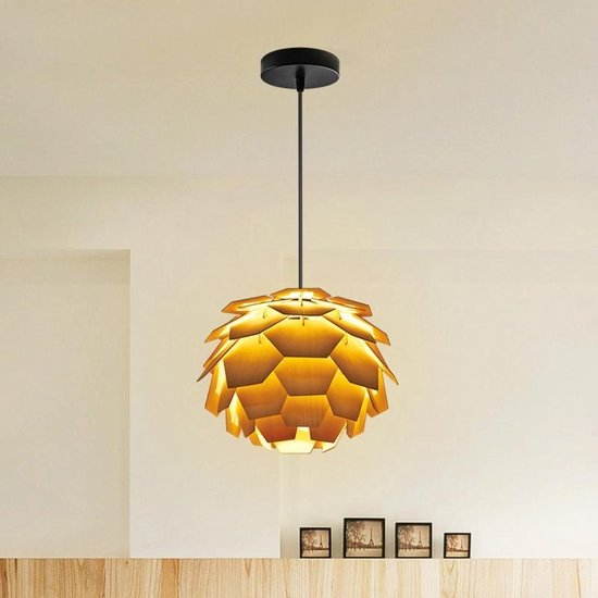 LAMPZ00E A - 01L E14 / E27 beknopte stijl dennenappel vormige houten DIY  Lamp schaduw... | bol.com