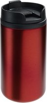 Thermosbeker/warmhoudbeker metallic rood 290 ml - Thermo koffie/thee isoleerbekers dubbelwandig met schroefdop