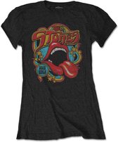 The Rolling Stones - Retro 70s Vibe Dames T-shirt - L - Zwart